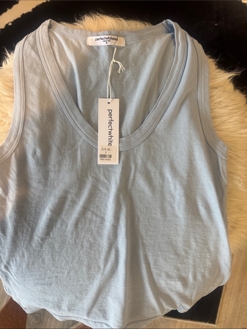 perfectwhitetee Light Blue V-Neck Cotton Tank VARIOUS SIZES